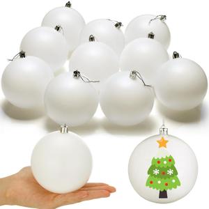 Zubebe 24 Pcs Christmas Large 4 Inch Blank White Ornaments Matte Plastic Balls Tree Decoration Hanging for Kids Adults Birthday Wedding DIY Painting Drawing Crafts