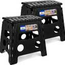 ACKO 2PACK Folding Step Stool - 13" Height Premium Heavy Duty Foldable Stool for Kids and Adults, Kitchen Garden Bathroom Stepping Stool (Black, 2PACK)