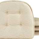 Klear Vu Omega Non-Slip Chair Cushions, Assembled in USA, U-Shaped Skid-Proof Seat Pads for Dining Room, Kitchen, Office, 15"x16",  4 Pack,  Slub Natural, 4 Count