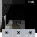 Hvqic Black Canopy Bed Drapes - 4 Corner Post Canopy King Bed Curtain Lightproof Drapes Bed Canopy for Adults & Girls Bedroom Decoration (King, Black)