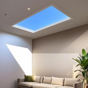 Smart Blue Sky Light Ceiling Lamp, APP Control and Biological Rhythm Simulate Sunlight Irradiation, Artificial Skylight for Living Room, Bathroom, Office (2x1 Ft)