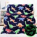 Dinosaur Gifts Toys for Kids Boys - Glow in The Dark Dino Blanket Birthday Gifts for Boys Age 3 4 5 6 7 8 9 10 Year Old Child Teen Toddler Dinosaur Room Decor 50"x60"
