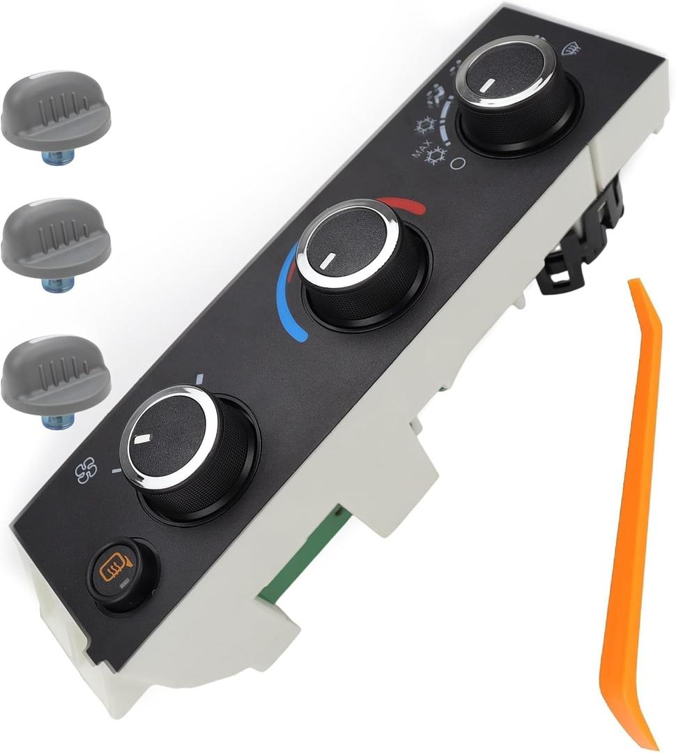 599-294 Climate Control Module A/C Heater Air Conditioning Panel, Compatible with Chevy Express & GMC Savana 1500 2500 3500 4500 (2008-2022) with 3 Spare Switch Buttons & Pry Tool