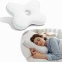 Pozico Piercing Pillow with Hole Butterfly Shape Side Sleeper Pillow for Ear Pain Relief, CNH, Surgery Recovery Adjustable Filling, Ergonomic Support & Washable Cover