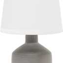 Simple Designs LT2080-GRY Mini Bocksbeutal Concrete Table Desk Lamp with Tapered Drum Fabric White Shade, Gray (Pack of 12)