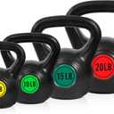 Wide Grip 3-Piece or 4-Piece Kettlebell Exercise Fitness Weight Set, Include 5 lbs, 10 lbs, 15 lbs and 20 lbs, Set of 4