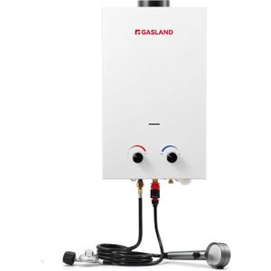 GASLAND BS264 Outdoor Propane Tankless Water Heater 2.64GPM, 10L Portable Hot Water Heater for Cabin, Barn, Camping, RV, Overheating Protection, Easy to Install, White