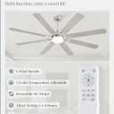 Fanbulous 72 Inch Ceiling Fans with Lights,Nickel Modern Ceiling Fan with Remote,Large Farmhouse Indoor & Outdoor Ceiling Fan with 8 Dual Finish Blades, Quiet DC Motor, Bright LED Light