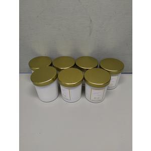 Sprayed Glass Candle W/Metal Lid White 7 Pack