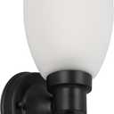Design House Lydia Wall Sconce, 1 Light, Frosted Glass, Dimmable, Twist On/Off Switch, Matte Black, 4.88 in x 5.125 in x 9.75 in, 588814-BLK