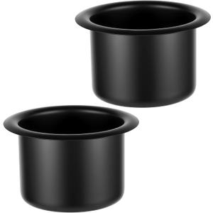 2-Pack Black Cup Holder Insert, Universal Recessed Drink Can Holder, Aluminum Couch Cup Holder for Sofa, RV, Boat, Car, Truck and Poker Table