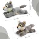Wolf Stuffed Animal for Kids,8 inch Realistic Animal Plush Toy Lying Down Posture Animals,Plush for Boys Girls Adult Birthday Hug Teaching(S-Wolf)