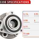 513398 (Pair) Front or Rear Wheel Bearing Assembly for Chevrolet Malibu 2016-2021,for Buick Lacrosse 2017-2019, for Envision 2016-2018, for Regal TourX, for Regal Sportback, 5 Lugs w/ABS