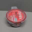 Pyrex Freshlock 4 Cup Round Food Storage Container: Glass Container with Lid, Oven & Microwave Safe, Clear/Red