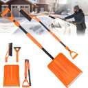 49.6" Snow Shovel Kit for Driveway Car Snow Kit with Snow Cleaning Brush Ice Scraper, Foldable Manual Snow Removal Tool, 3-Piece Detachable Winter Car Emergency Set, Orange