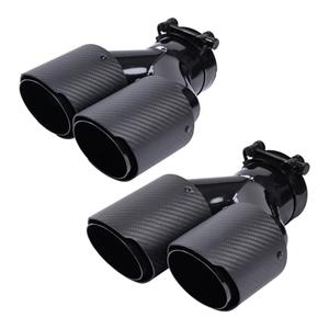 2-Pack Carbon Fiber Dual Exhaust Tips 2.5" Inlet to 3.5" Outlet, Universal Tailpipe 2.5 Inch Exhaust Muffler Tips (Matte)