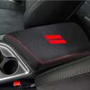 YOSRTER for Dodge Challenger Accessories 2015 2016 2017 2018 2019 2020 2021 2022 2023 2024 Dodge Challenger Center Console Armrest Cover Interior Anti-Scratch Leather Center Armrest(Carbon Fiber Red