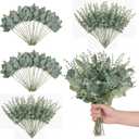 Tigeen 200 Pcs 2 Kinds Mixed Bulk Artificial Silver Dollar Eucalyptus Leaves Stems Greenery Fake Plant Branches for Wedding Bridal Bouquets DIY Home Decor (Green)