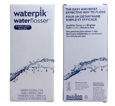 Waterpik Cordless Pulse Rechargeable Portable Water Flosser for Teeth, Gums, Braces Care and Travel with 2 Flossing Tips, Waterproof, ADA Accepted, WF-20 Gray