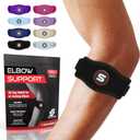 Sleeve Stars Tennis Elbow Brace for Women - Adjustable Tennis Elbow Strap, Golfers Elbow Brace for Men, Counterforce Brace for Tennis Elbow for Tendonitis Relief, Fits 9"-23" (Single/Black) (One Size)