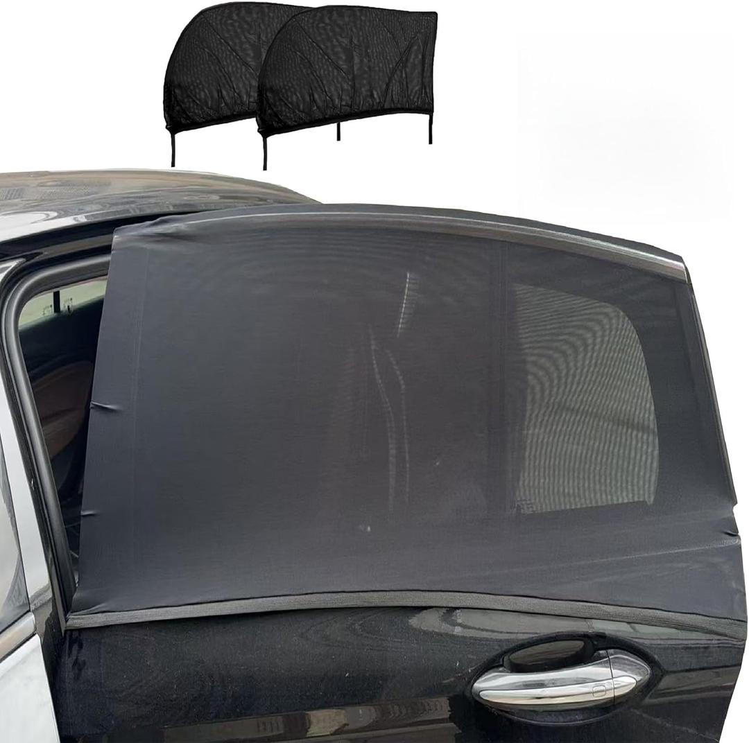 Car Rear Window Screens for Side Windows, 2 Pack Side Window Sun Shades,Stretchy Mosquito Net Cover Fit Cars SUVs - Up to 36.22x55.1
