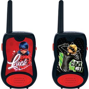 Lexibook, Miraculous, Walkie Talkies, 200m, Communication Set for Kids, 2 Communication Channels, Belt Clip, Black/Red, TW12MI