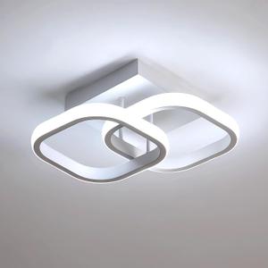 DELIPOP Small Ceiling Light, Square Modern LED Ceiling Light Fixture, 6500K Cool White Light Acrylic Hallway Light Fixture Ceiling Lamp for Hallway Kitchen Study Bedroom Living Room (White)