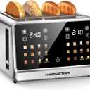 4 Slice Toaster with Touch Screen, Stainless Steel Smart Bread Toaster, 1.5" Wide Slots, 6 Shade Settings & 6 Bread Types for Bagels, Timer, Single Slice Toasting, Reheat, Defrost, 1800W