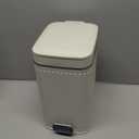 rejomiik Small Bathroom Trash Can with Lid Slim Soft Close Garbage Can Step Wastebasket Container Trash Bin for Office Bedroom Kitchen Living Room (1.9 Gallon Cream)