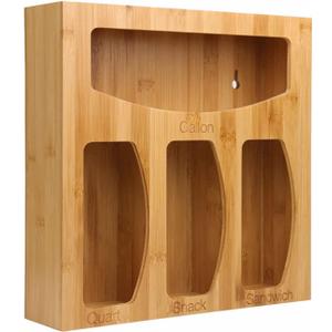 Food Ziplock Bag Storage Organizer For Kitchen Drawer, Bamboo Baggie Holder, Compatible With Ziploc, Solimo, Glad, Hefty For Gallon, Quart, Sandwich And Snack Variety Size Bags(1 Box 4 Slots)