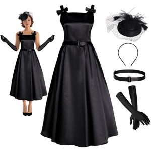Women's 1950s Audrey Hepburn Style dress Vintage Swing Cocktail Dresses Tea Party Outfits, XL