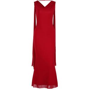 Parthea Women's Summer Formal Wedding Guest Dresses Sleeveless Backless Long Elegant Evening Party Maxi Bodycon Dress (Wine, 10-12)