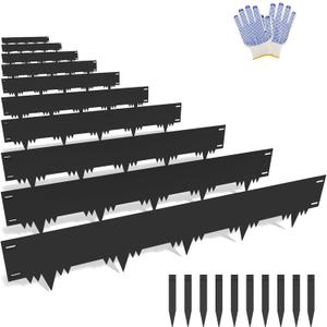 Galvanized Steel Landscape Edging Border 10 Packs 42'' L x 8'' H, Metal Landscape Garden Edging Border with 10 Stakes, Hammer-in Lawn Edging for Landscaping, Flower Bed, Yard, Pathway (35ft Total)