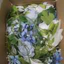 DearHouse 2Pcs Artificial Peony Flower Garland - Silk Peony Garland with Purple White Flowers for Wedding Party Table Decoration,6ft/Strand(White& Blue&Dark Blue)