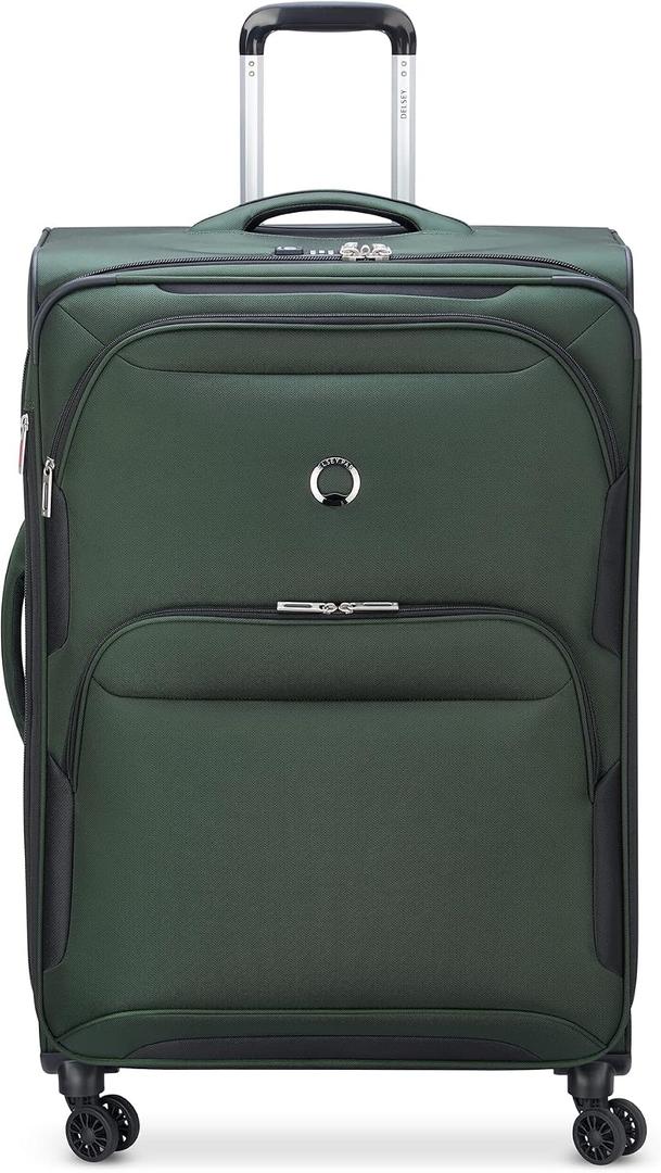 DELSEY PARIS Sky Max 2.0 Softside Expandable Luggage with Spinner Wheels, Green, Checked-Large, 28 Inch
