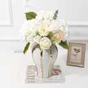 Artflower 4Pcs Real Touch Hydrangea Artificial Flowers, 22.5'' White Full Latex Faux Hydrangea Flowers for Home Floral Arrangements Wedding Bouquets Kitchen Table Centerpiece Decorations