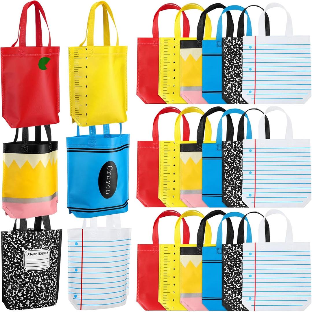 Hosuly 24 Pcs Pre-K Graduation Gifts School Tote Bags End of Year Gift Bags Bulk Goodies Decor for Teacher Appreciation Preschool Kindergarten Graduation Back to School Party Supplies