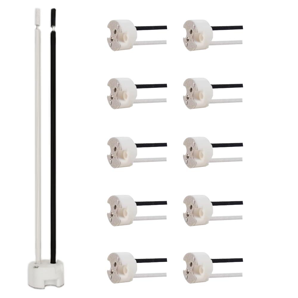 LUCKY STAR MR16 Socket, GU5.3 Socket, LED Halogen Lamp Ceramic Wire Connector Base Socket Adapter MR16 MR11 GU5.3 Socket (10) Pack, Set of 2