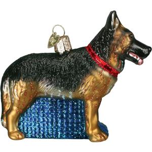 Old World Christmas German Shepherd Glass Blown Ornament for Christmas Tree, Handcrafted Holiday Decoration, Dog Collection