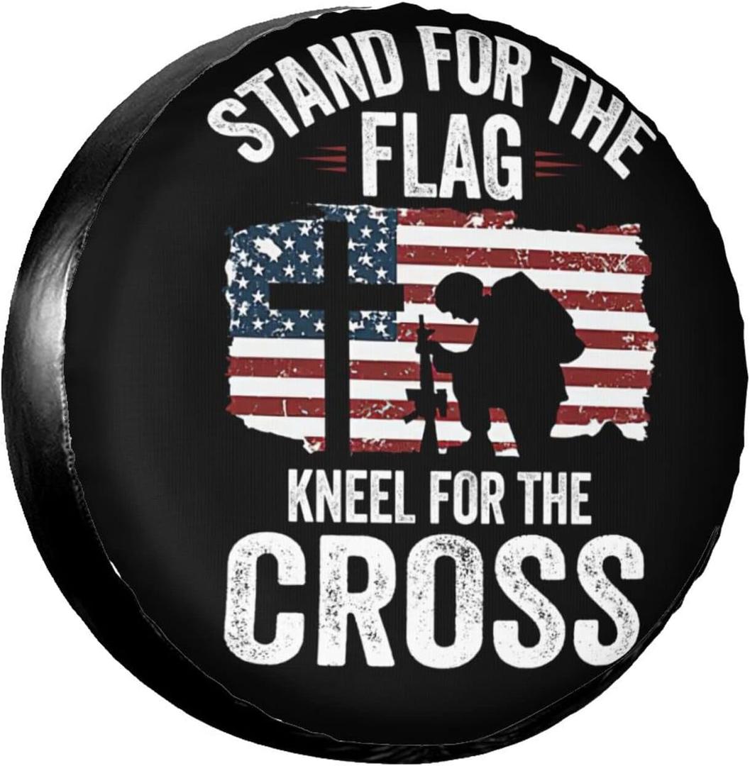 Spare Tire Cover American Flag Potable Dirt Protector Wheel Spare Tire Covers Weather-Proof for Trailer RV SUV Truck Camper Travel Trailer Accessories Polyester (15inch, Touring)