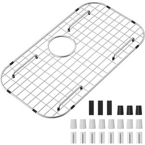 Sink Protector Grid 26-1/16" x 14-1/16", Rear Drain with Corner Radius 3-1/2", 304 Stainless Steel Material Sink Bottom Grid for Single Bowl Sink (Rear Drain)