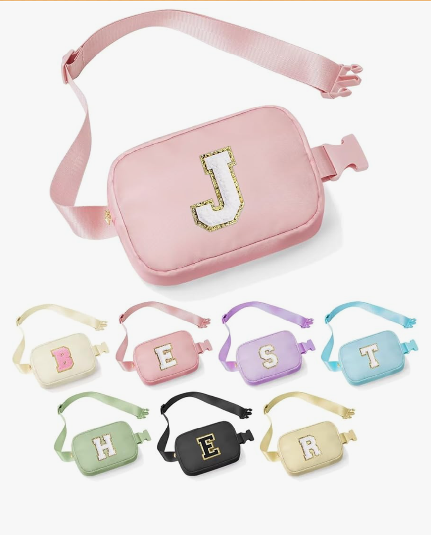 Birthday Gifts for Women - 30th 40th 50th 60th 70th Birthday Gifts for Mom Daughter Her Friend Sister Girlfriend, Personalized Gifts Christmas Gifts, Initial Belt Bag Crossbody Bags, Pink J