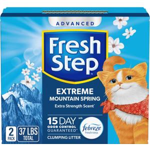 Fresh Step Advanced Extreme Clumping Litter with Febreze Freshness with Mountain Spring Scent, Fights Odor on Contact, 37 lbs. (2 x 18.5 lb. Box)