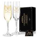 Hexagram 30th Wedding Anniversary Champagne Flutes Gifts, 30th Anniversary Couples Gifts, Anniversary's Wedding Gift for Husband Wife, 30 Year Anniversary's Decorations Champagne Glasses Set of 2