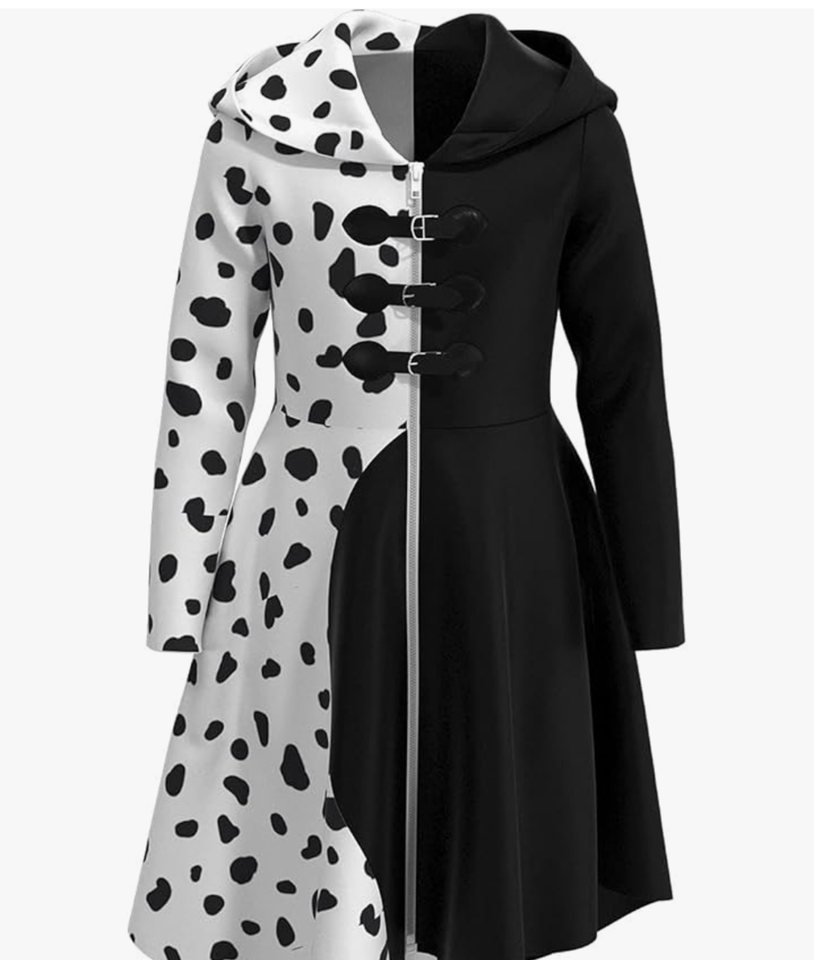 Pexlaxy Kids Girls Black White Costume Halloween Cosplay Coat Cloak for Child Size 140