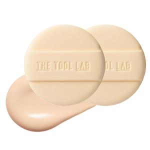 THE TOOL LAB Long-Lasting Cover Puff (Round) - Korean Olive Young Makeup Puff Sponge for Liquid Foundation Cushion Shading Blusher, 5 Layer Memory Foam for Extra Coverage - 2.1 inch