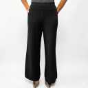 Women's Knit Wide Leg Pants, Cable Pattern, Elastic Waist, Black. Free Size. One Size