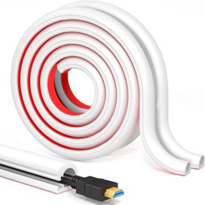 Aocii Wall Cord Hider - Flexible Cable Concealer for Mounted TVs, Self-Adhesive, W0.39inxH0.39in, White (157 inch)