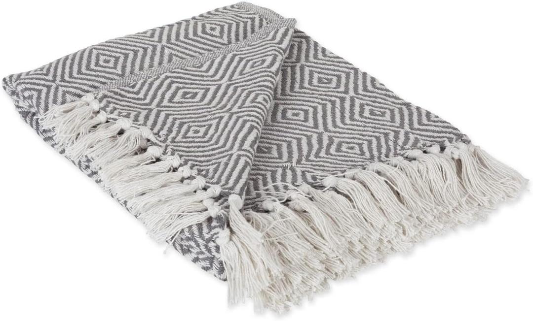 DII Diamond Throw Collection Woven Cotton, 50x60, Mineral Gray