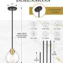 Pendant Lights Kitchen Island, 7" Black and Gold Hanging Lights Fixtures with Clear Glass Globe Shade, Modern Kitchen Island Lighting for Bathroom, AD-22280-1P-KG